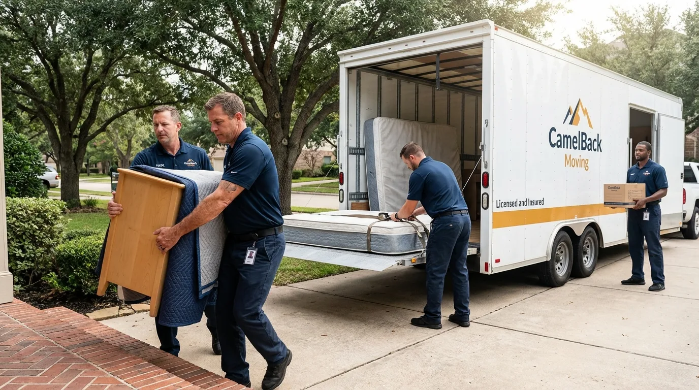 Crew loading residential truck for cross-state move from Westwego, LA