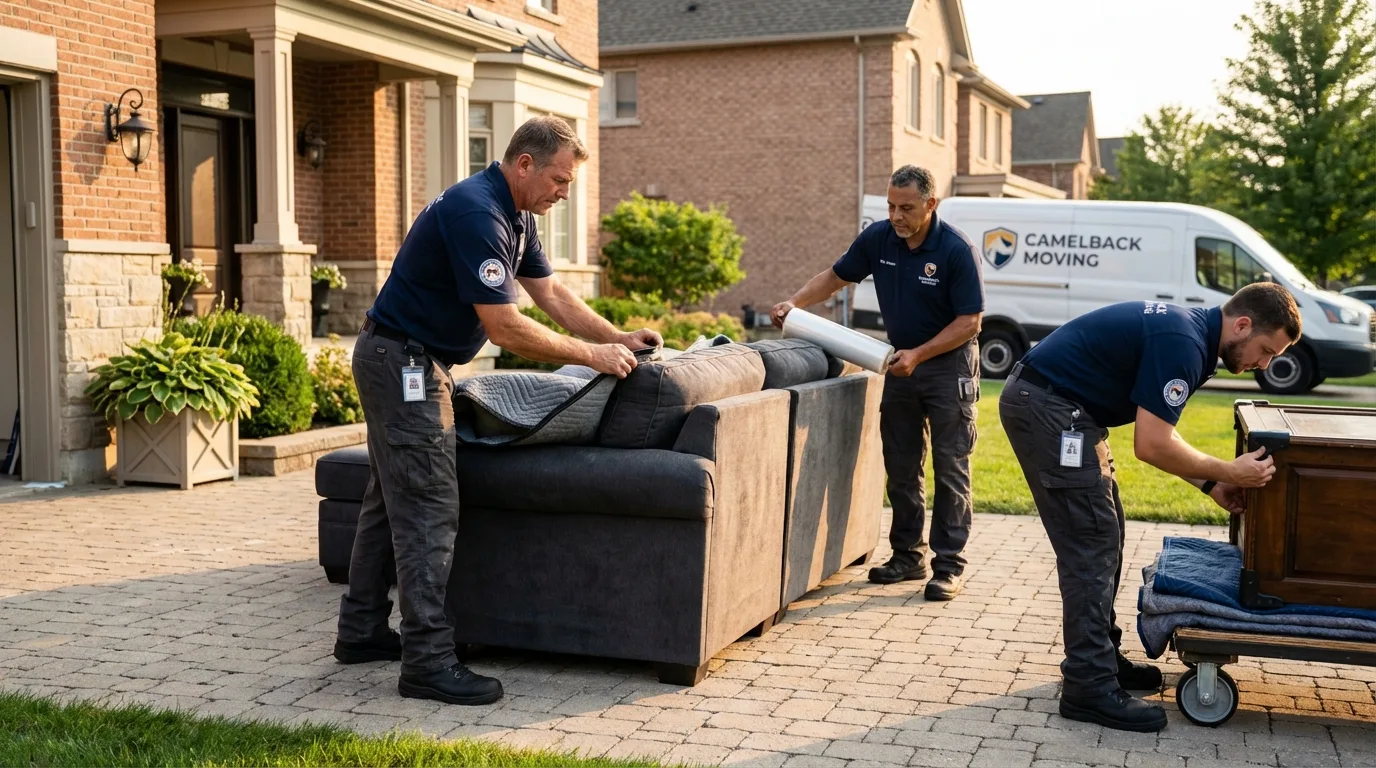 Large estate moving crew wrapping furniture in Westwego, LA